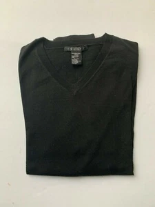 THEORY MEN'S MAZZA V BLACK MERINO WOOL RIB PANEL DETAIL SWEATER SIZE XL $225 - Picture 1 of 6
