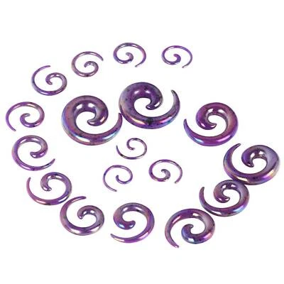 12-18Pcs Ear Spiral Stretching Kit 14G-00G Acrylic Spiral Snail Taper Plugs Set - Image 1 of 4