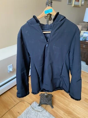 CHAQUETA CON CAPUCHA PARA MUJER MARC NEW YORK RIBETE DE PIEL NEGRA THERMOLITE PLUS ABRIGO GRANDE Foto 1 de 4