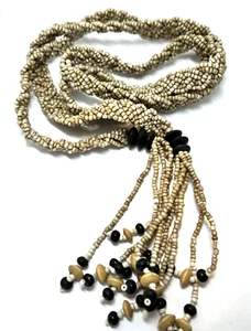 Bali made Oatmeal beige glass seed bead belt ladies Country Chic Boho Bohemian - Picture 1 of 5