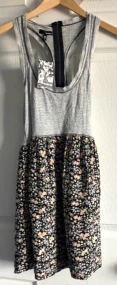 Hurley Dress Racerback Sleeveless Zion Floral Print Gray Black Zipper Silk XS - Image 1 of 4