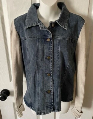 Mujer Covington Suéter/Chaqueta Vaquera Talla S Panellado Beige Suéter Mangas y Espalda Foto 1 de 4