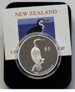 New Zealand -2000 - Silver Proof 5 Dollars Coin- Cormorant Bird !!!RARE - Picture 1 of 2