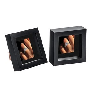 2x 4 x 4 3D Box Frame Photo Picture Deep Display Shadow 2 x 2 Mount Black/Black - Picture 1 of 7
