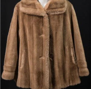 Mincara Russel Taylor Lovely Faux Fur Coat Vintage Mink fake tan brown Medium - Picture 1 of 12