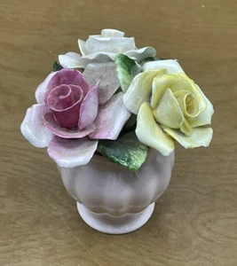 Royal Adderley English Fine Bone China Mini Vase Rose Flower Arrangement Vtg - Picture 1 of 14