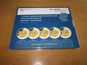 5 x 2 Euro Gedenkmünzenset 2025 ## Saarland (A,D,F,G,J) ## spiegelglanz - Bild 1 von 2