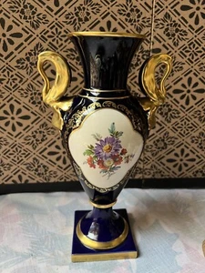Lindner Kueps Bavaria Germany Echt Globalblume vergoldet 9. 1/2" Vase - Bild 1 von 11