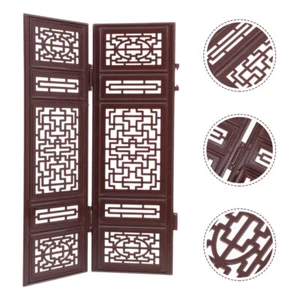 Chinese Dividers Screens Decorative Lacquerware Style Retro Folding Small Screen - Picture 1 of 12