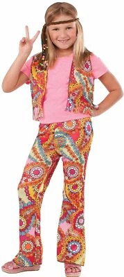 Hippie Niña Años 60 Generación Retro Woodstock Vestido Elegante Halloween Niño Disfraz Foto 1 de 2