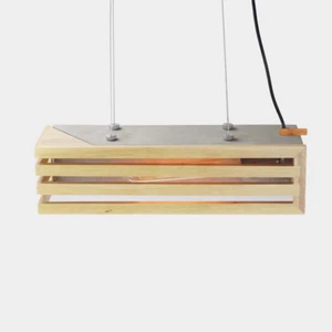 Modern Contemporary Minimal wood Timber Concrete Rectangular Pendant light - Bild 1 von 6