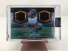 2018 TOPPS DYNASTY AUTOGRAPHED DUAL RELIC CARD BO JACKSON CALIFORNIA ANGELS 3/5
