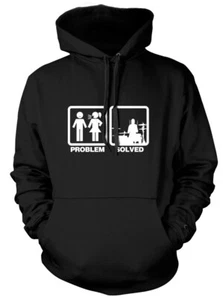 Problem Solved Drumming Drummer Mens Funny Unisex Womens Hoodie - Picture 1 of 6