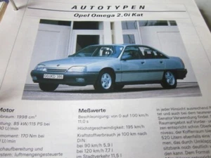Auto 1x1 Analog Technik AT Datenblatt Opel Omega 2,0i Kat - Picture 1 of 1