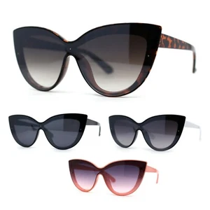 Womens Oversized Shield Cat Eye Inset Lens Sunglasses - Picture 1 of 17