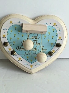 Wooden Heart Shaped Wired Chime Refrigerator Magnet LORD BLESS THIS HOUSE 3.5"T - Picture 1 of 8
