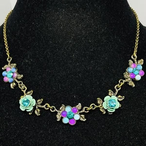 Necklace Michal Negrin Crystals flowers Old collection Made in Israel - Picture 1 of 11
