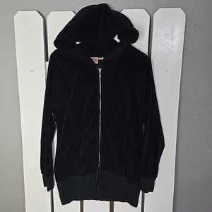 Juicy Couture Giacca da Pista Velour Vintage Nera Grande Lunga Y2K Preppy Sportiva - Foto 1 di 7