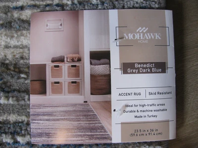 Alfombra Mohawk Acento ~ Gris Azul Oscuro ~ 23-1/2" x 36" ~ Área de Alto Tráfico Foto 1 de 4