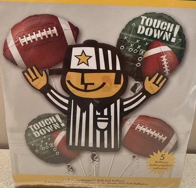 Football Touch Down Referee Birthday Party Theme Foil Balloons Set of 5 Balloons - Image 1 of 3