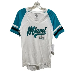 T-shirt manica corta 47 marca Miami Dolphins bianca e verde acqua donna taglia small nuova con etichetta - Foto 1 di 8