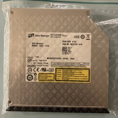 Unidad de DVD RW Hitachi-LG almacenamiento de datos GSA-T21N con bisel para una computadora portátil Dell Foto 1 de 3