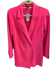 NEU EXPRESS $ 98 ROSA ZWEIREIHIGER GEPOLSTERTER SCHULTERBLAZER STRAMPLER GRÖSSE M MEDIUM - Bild 1 von 4