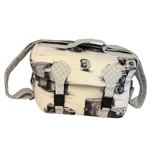 Retro Inspired Canvas Camera Print Crossbody Bag Unique Gift Photographers Hobby - Picture 1 of 13