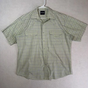 Camisa a Presión Vintage Wrangler Perla Para Hombre Cuadros Grandes Manga Corta Vaquero Occidental - Imagen 1 de 14