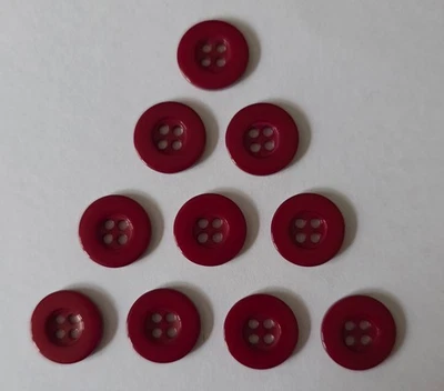 10  Burgundy Four Hole Round Resin Buttons Size 15mm - Image 1 of 2