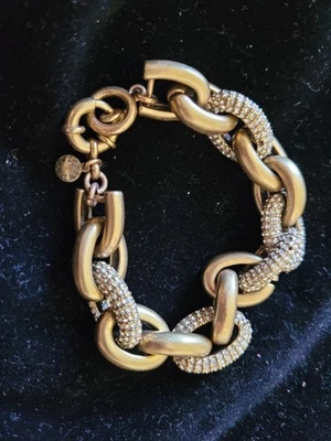 Brazalete de eslabones de cadena de latón con diamantes de imitación J Crew J.crew Jcrew vintage firmado Foto 1 de 4