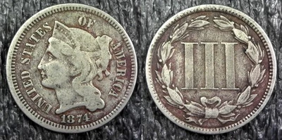1874 3-Cent Nickel Three-Cent Coin - Image 1 of 3