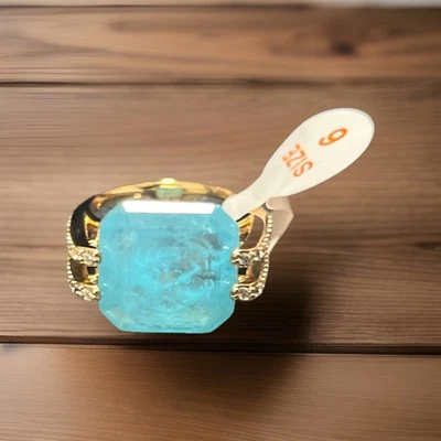 Bomb Party OG Your Light My Guiding Star Aqua Blue Quartz Gold Plating Ring 6 - Image 1 of 4