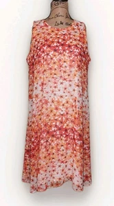 Calvin Klein - hübsches ärmelloses A-Linien-Kleid pfirsichfarben & rosa Blumen - Größe 12 - Bild 1 von 4