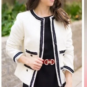 Talbots Provence Tweed Jacket Blazer Ivory Black Size 22W - Picture 1 of 12