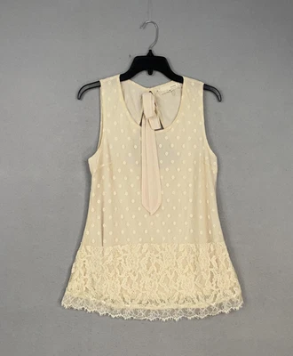 Blusa a'reve Mujer Mediana Marfil Punto Suizo Encaje Lazo Boho Neural Femenina Foto 1 de 4