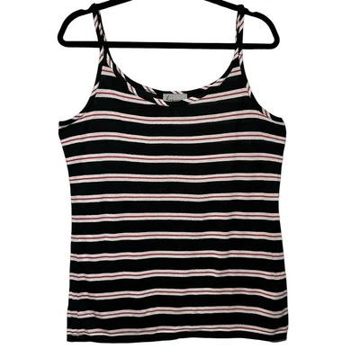 Lynn Ritchie Silver Black with Red & White Stripes Rayon Tank Top Size Medium - Image 1 of 4