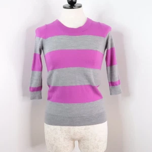 J.Crew Women's XXS Purple & Gray Stripe Merino Wool Casual Knit Sweater - Picture 1 of 6