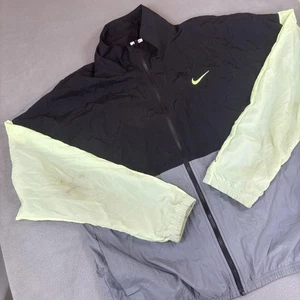 Chaqueta cortavientos Nike para hombre mediana negra gris neón deletrear estilo Swoosh años 90 - Imagen 1 de 13
