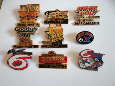 Vintage Lot of 9 NASCAR  Mark Martin Souvenir Pins - Image 1 of 4