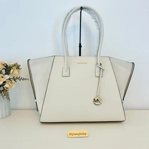 Nuevo con etiquetas Bolso de Mano Michael Kors MK Avril XL Cuero y Gamuza LT Crema MK - Imagen 1 de 11