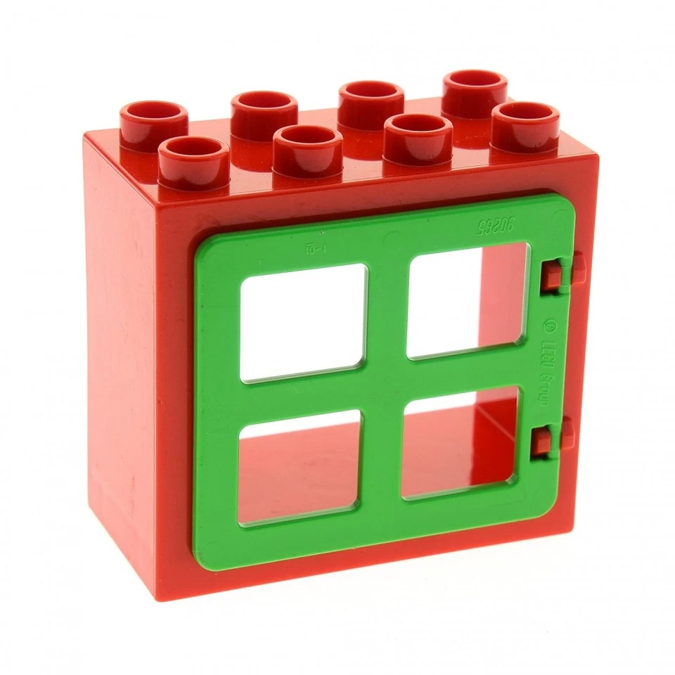 1X Lego Duplo Window Frame Small 2X4X3 Red Door 1X4X3 Light Green 90265 61649 - Image 1 of 1