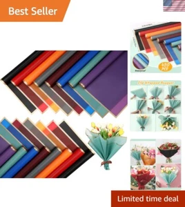 420 Blatt Blumengeschenkpapier Blumenstrauß Geschenkpapier mit goldenem Rand ... - Bild 1 von 7