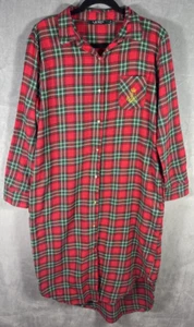 Camisa para dormir de ballet a cuadros Lauren Ralph Lauren para mujer roja verde talla L - Imagen 1 de 10