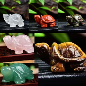 Quartz Crystal Carved Longevity Tortoise Animal Turtle Healing Gemstone Natural - Picture 1 of 28