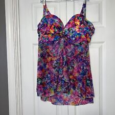 Smart And Sexy Swim Top 40DDD Floral Multicolor Sheer Adjustable Back