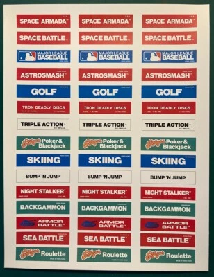 INTELLIVISION FRONT LABELS GAMES CARTRIDGES REMPLACEMENT WATERPROOF & DURABLE - Image 1 of 4