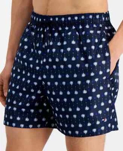 Tommy Hilfiger Men's Printed Drawstring 5" Swim Trunks Navy Mini Palms Shorts S - Picture 1 of 3