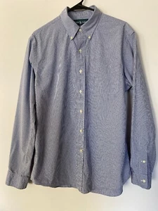 Polo Ralph Lauren camicia Oxford manica lunga cotone uomo taglia L vestibilità personalizzata blu - Foto 1 di 10
