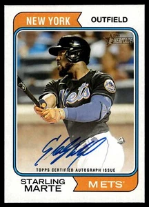2023 Topps Heritage High Number STARLING MARTE REAL ONE AUTOMÁTICO METS ROA-SM - Imagen 1 de 2